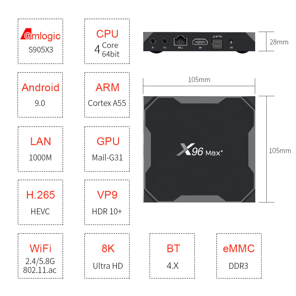 X96 MAX Plus Smart TV Box 4GB 64GB Android 9.0