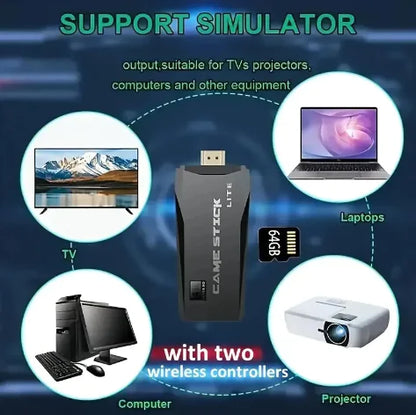 M8 Portable Gaming Console with Wireless Controllers & 64GB SD