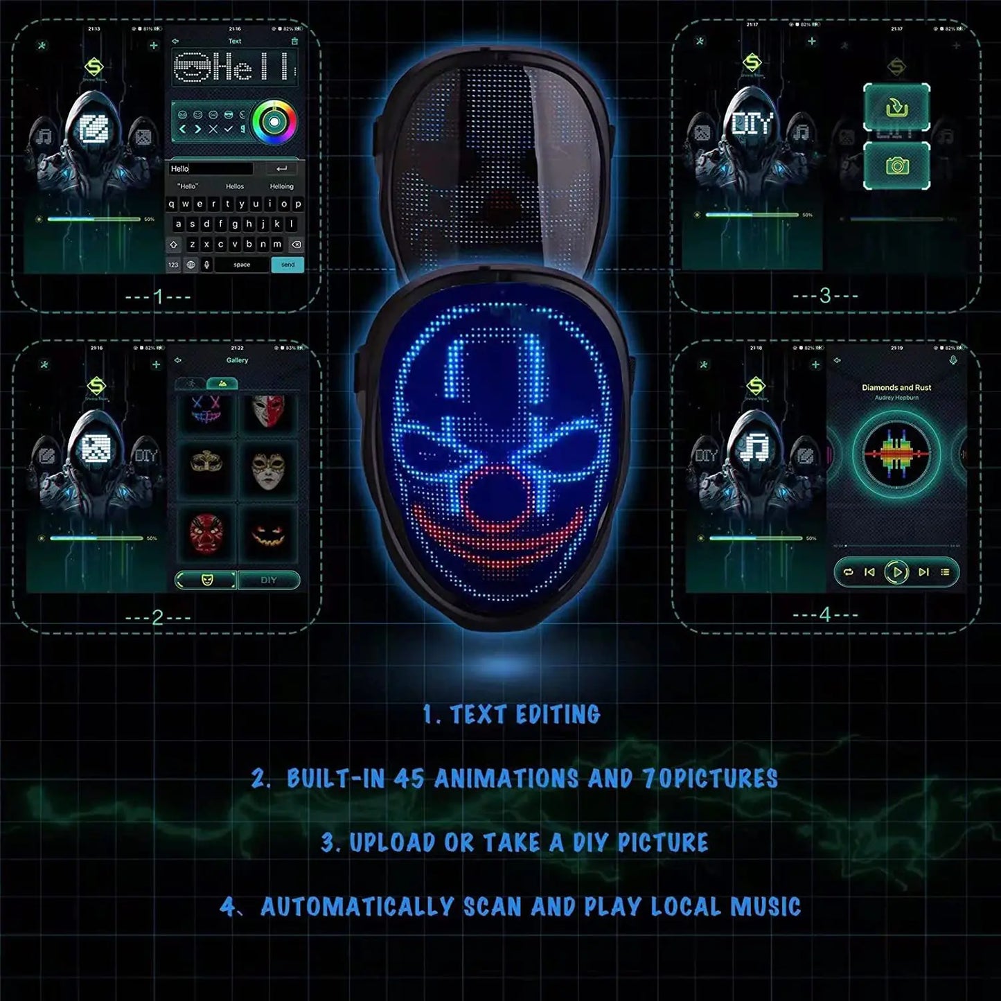 DIY LED Light-Up Mask with App Control for Parties